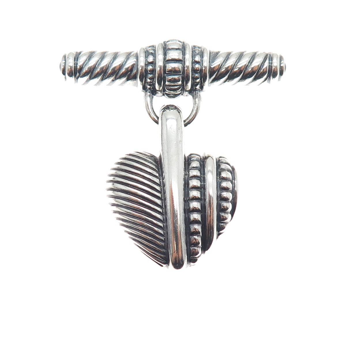JUDITH RIPKA 925 Sterling Silver Vintage Heart Oxidized Pin Brooch