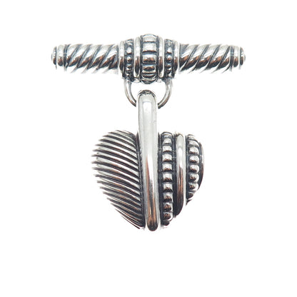 JUDITH RIPKA 925 Sterling Silver Vintage Heart Oxidized Pin Brooch