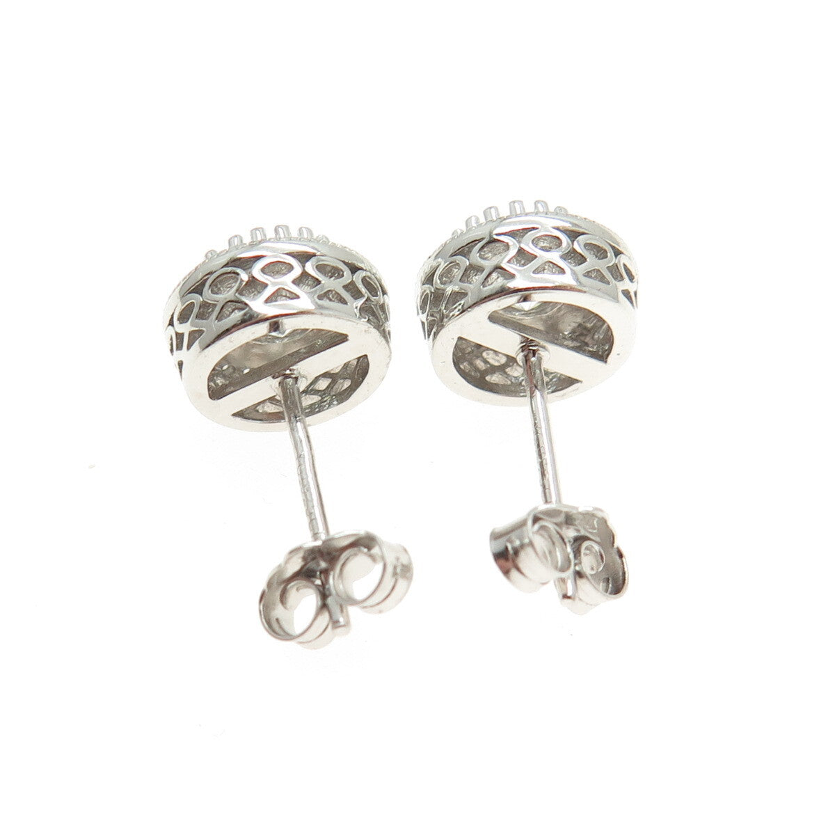 925 Sterling Silver Round-Cut C Z Sparkle Stud Earrings