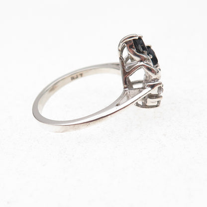 RJ Graziano 925 Sterling Silver Real Sapphire & C Z Ring Size 7