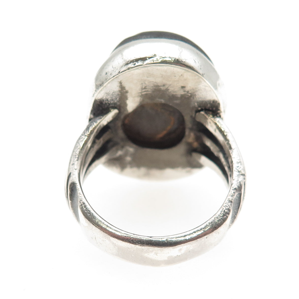 Old Pawn Sterling Silver Vintage Southwestern Black Jasper Tribal Ring Size 11