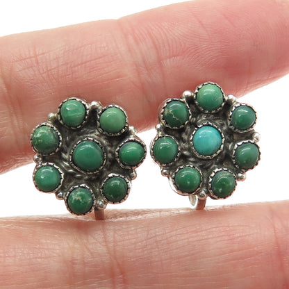 Old Pawn 925 Sterling Silver Southwestern Turquoise Snake Eye Screw Eye Earrings