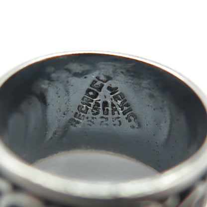 925 Sterling Silver Vintage Mexico Rolo Link Band Oxidized Ring Size 4.5