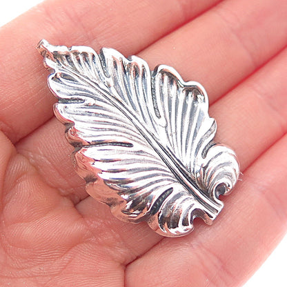 JEWELART 925 Sterling Silver Vintage Floral Leaf Oxidized Pin Brooch