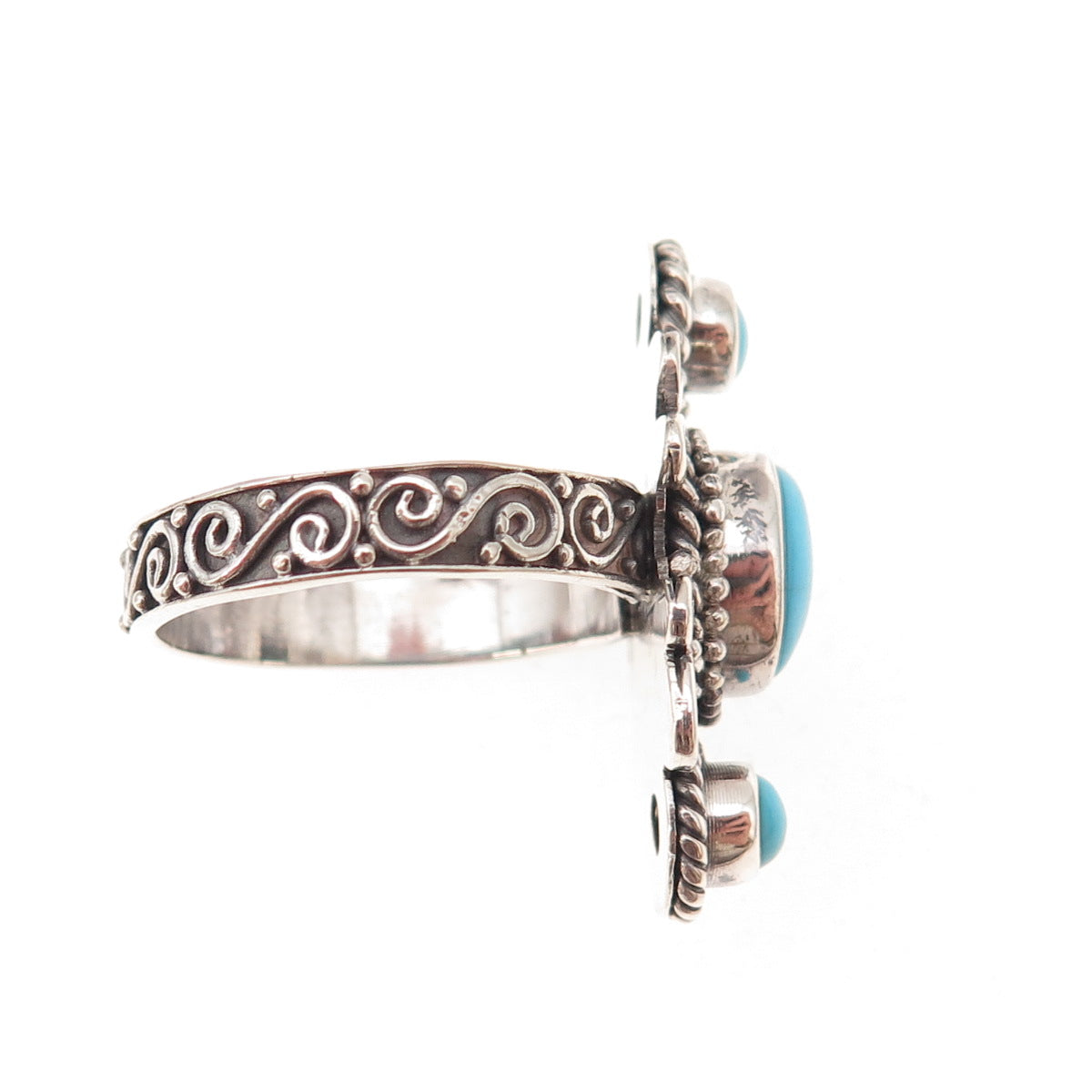 925 Sterling Silver Vintage Real Sleeping Beauty Turquoise Ring Size 8.5