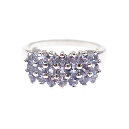 925 Sterling Silver Real Round-Cut Tanzanite Ring Size 8