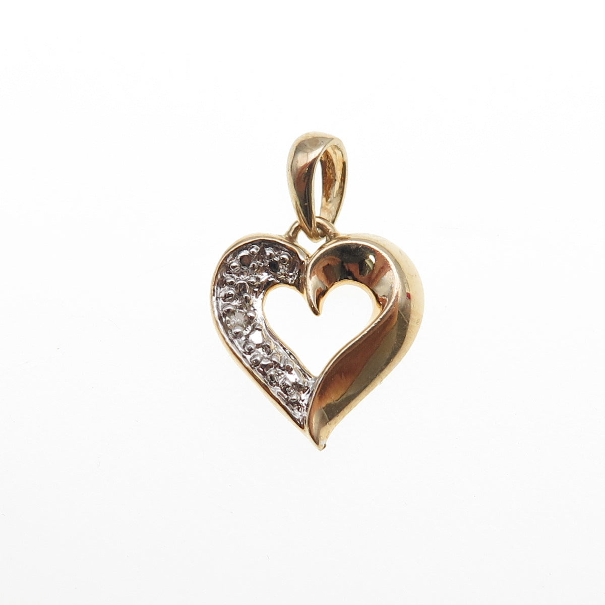 ROSS SIMONS Sterling Silver Gold Plated Real Diamond Accent Heart Mini Pendant