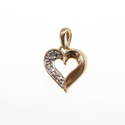 ROSS SIMONS Sterling Silver Gold Plated Real Diamond Accent Heart Mini Pendant