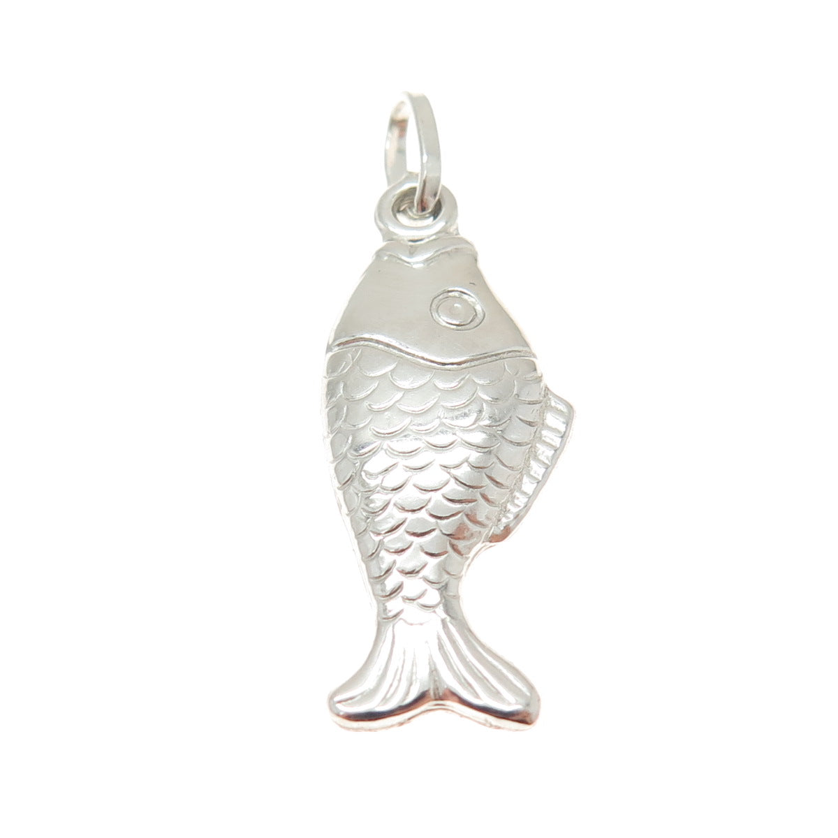 14K White Gold Italy Fish Minimalist Charm Pendant