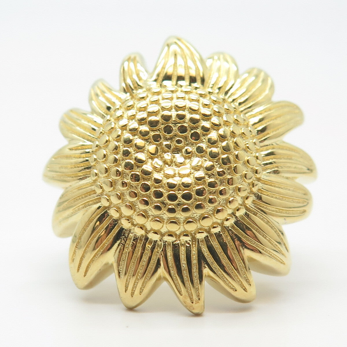 925 Sterling Silver Gold Plated Sunflower Ring Size 7
