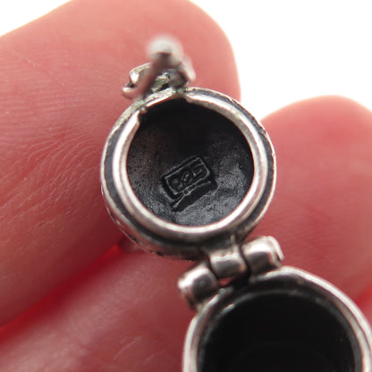 925 Sterling Silver Vintage Cross Prayer Box / Urn Oxidized Charm Pendant