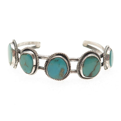 Old Pawn 925 Sterling Vintage Southwestern Turquoise Adjustable Bracelet 5.75"