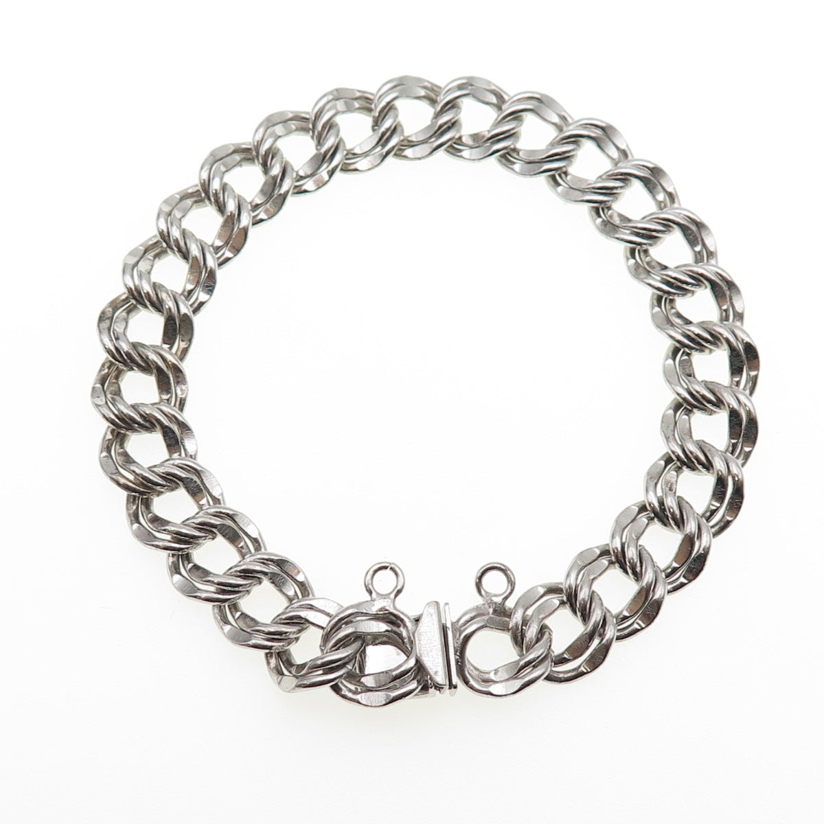 JACOBY BENDER 925 Sterling Silver Vintage Double Curb Link Bracelet 6.75"