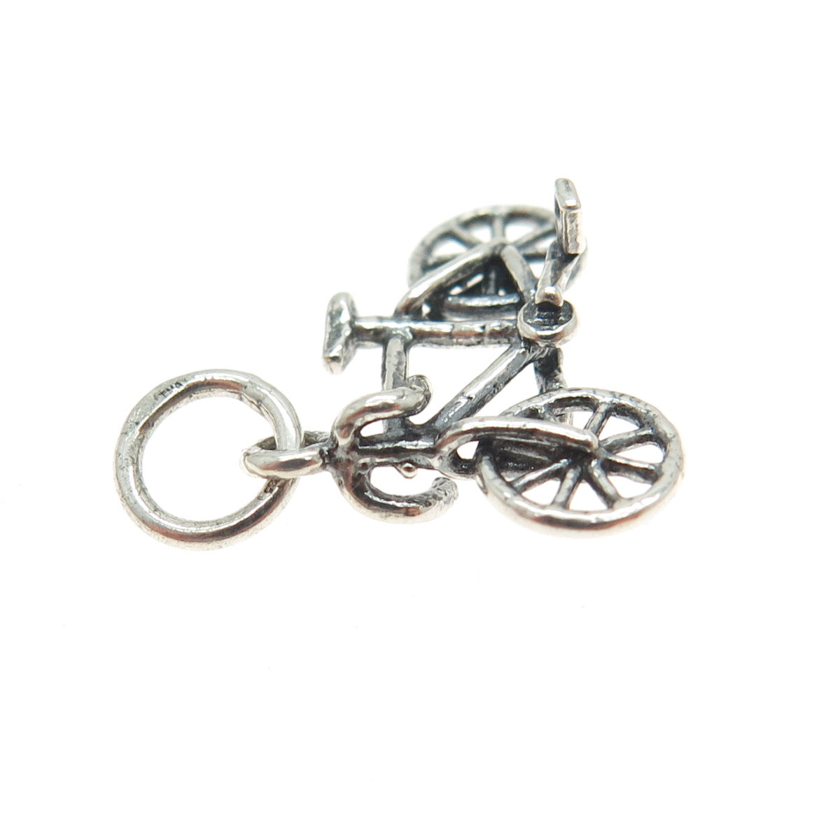 925 Sterling Silver Antique Art Deco Bicycle 3D Charm Pendant