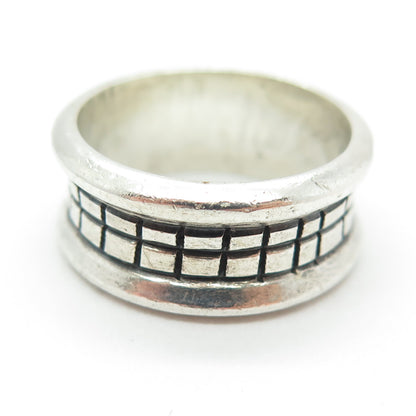 925 Sterling Silver Vintage Mexico Cuban Cigar Oxidized Ring Size 9.5