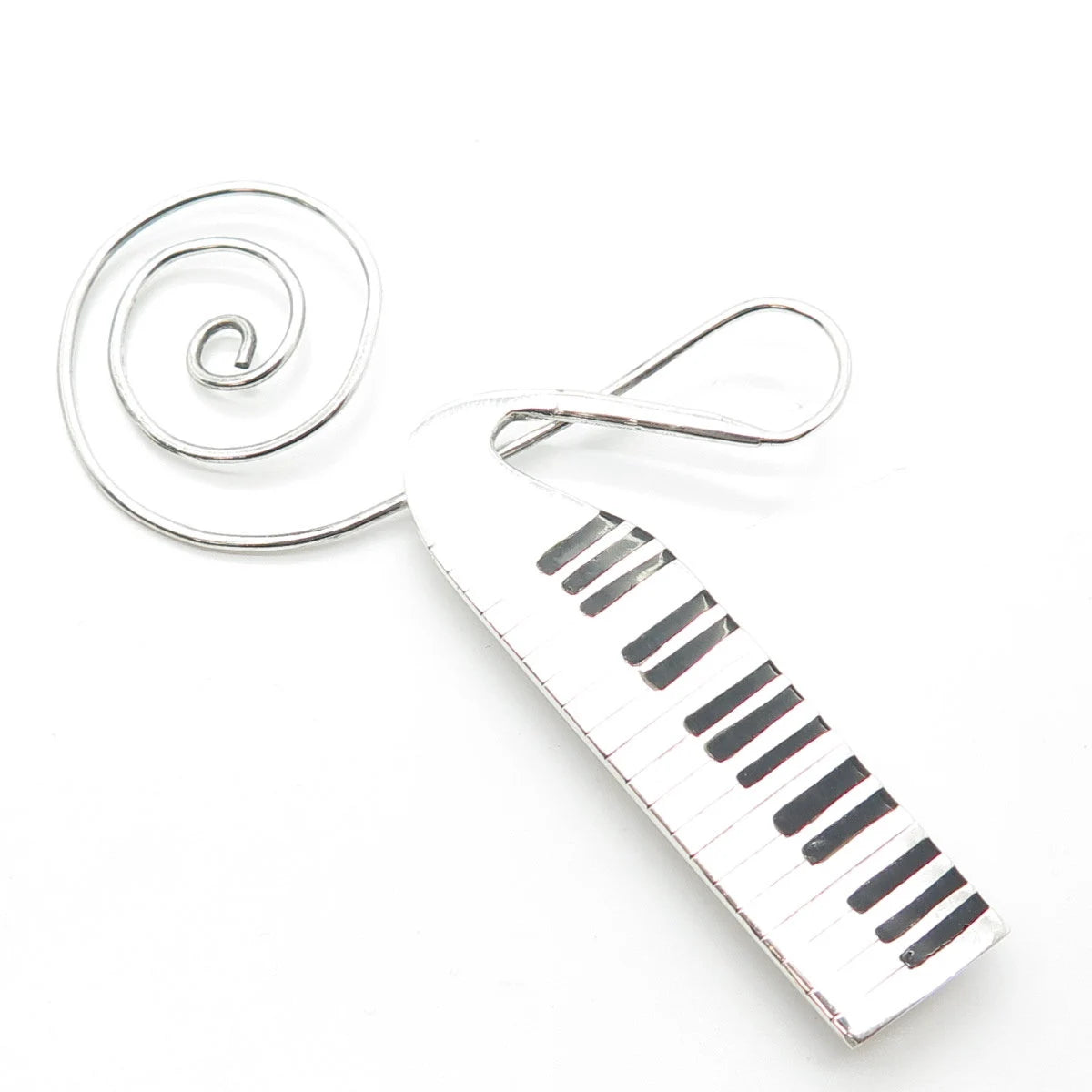 925 Sterling Silver Vintage Mexico Enamel Piano Keys Pin Brooch