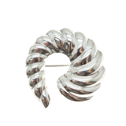 MWS Mark Wasserman Samara 925 Sterling Silver Vintage Modernist Ribbed Brooch