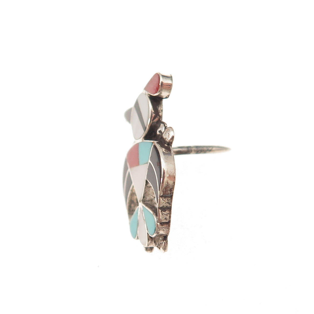 Edison Largo Navajo Old Pawn Sterling Vintage Multi-Gem Thunderbird Lapel Pin