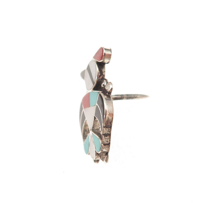 Edison Largo Navajo Old Pawn Sterling Vintage Multi-Gem Thunderbird Lapel Pin