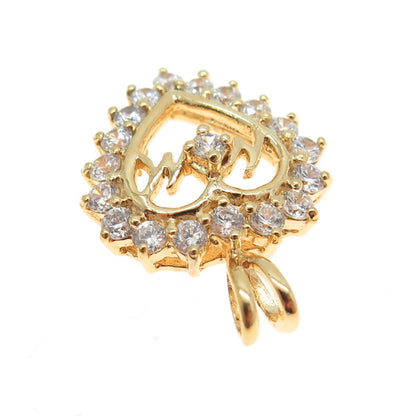 HAN 925 Sterling Silver Gold Plated Round-Cut C Z "MOM" Heart Pendant