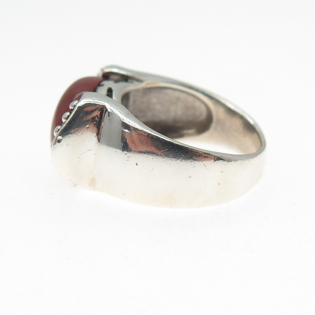 CFJ Collins Fine Sterling Silver Vintage Real Red Jasper Modernist Ring Size 6