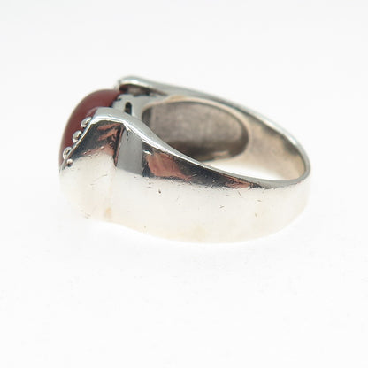 CFJ Collins Fine Sterling Silver Vintage Real Red Jasper Modernist Ring Size 6