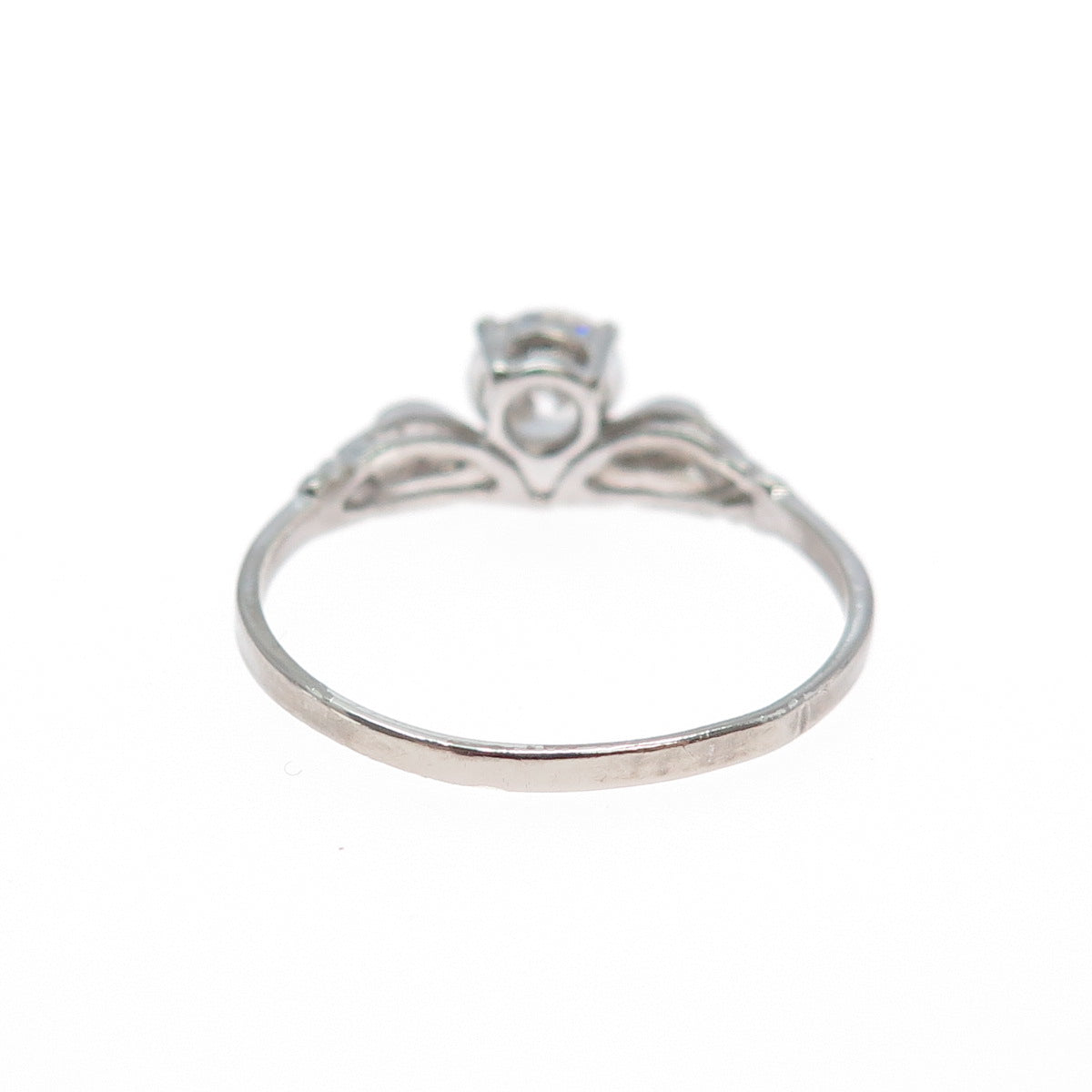VARGAS & LIND Sterling Silver Vintage Round-Cut C Z Engagement Ring Size 11.25