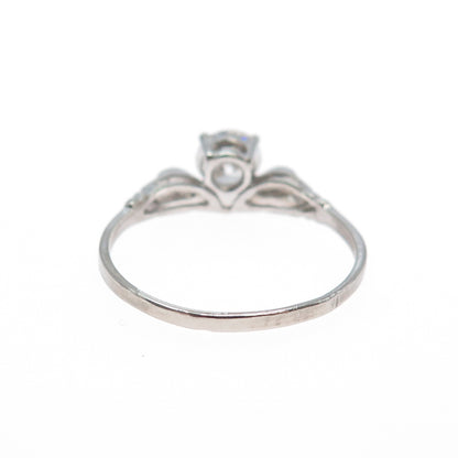 VARGAS & LIND Sterling Silver Vintage Round-Cut C Z Engagement Ring Size 11.25