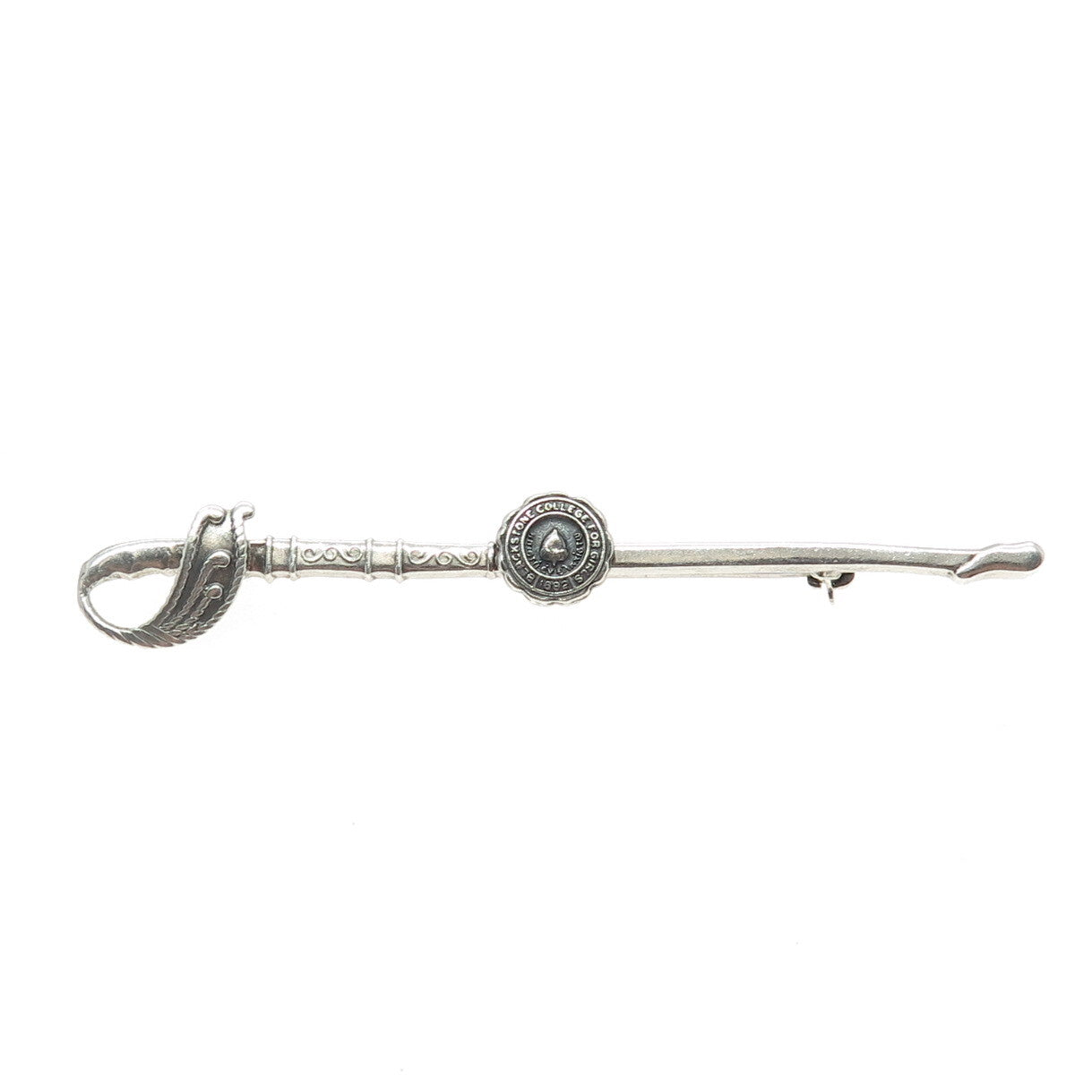925 Sterling Silver Antique "1892 Blackstone College for Girls" Sword Pin Brooch