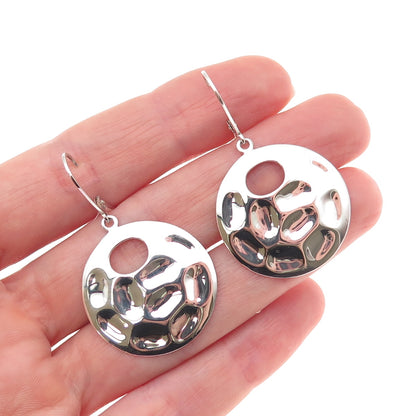 925 Sterling Silver Vintage Modernist Disc Dangle Earrings