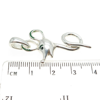 925 Sterling Silver Vintage Italy Enamel Mouse Modernist Pendant