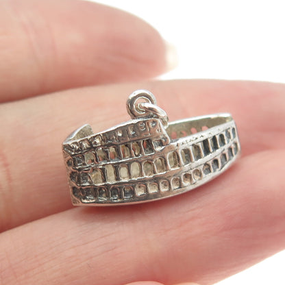 925 Sterling Silver Vintage Colosseum 3D Charm Pendant