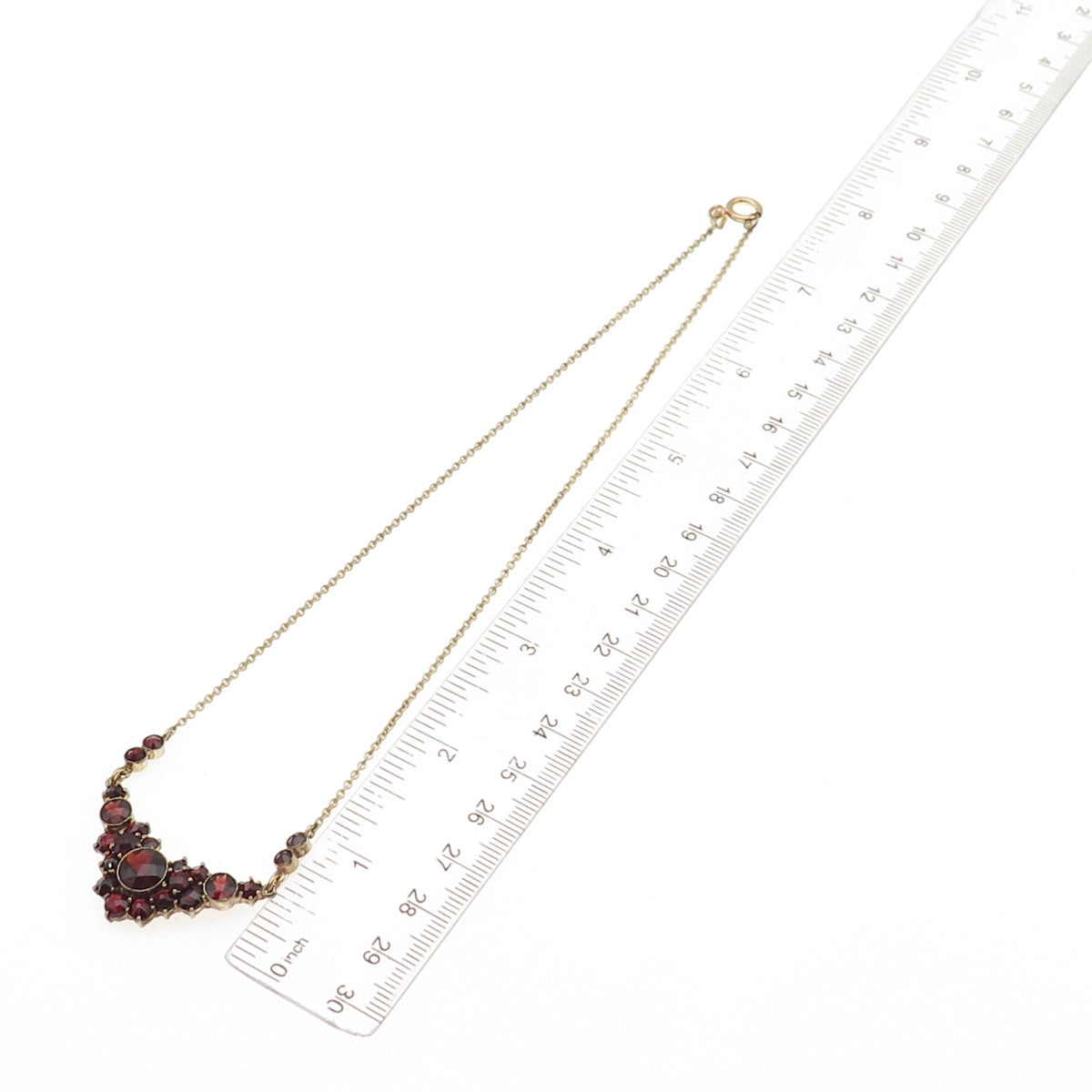 1/20 14K Gold Filled Vintage Germany Real Bohemian Garnet Chain Necklace 16"