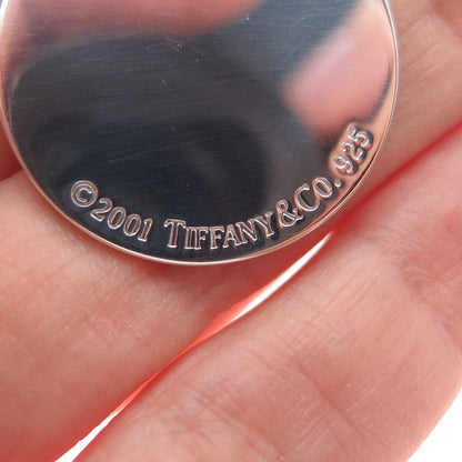 TIFFANY & CO. 925 Sterling Silver Vintage 2001 Round Tag Charm Pendant