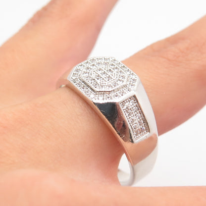 925 Sterling Silver Pave C Z Ring Size 13.5