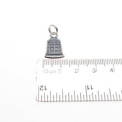 KJM CO. 925 Sterling Silver Vintage Lighthouse Oxidized Minimalist Charm Pendant