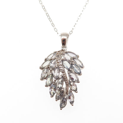 Chuck Clemency 925 Sterling Silver Real Tanzanite White Topaz Chain Necklace 20"