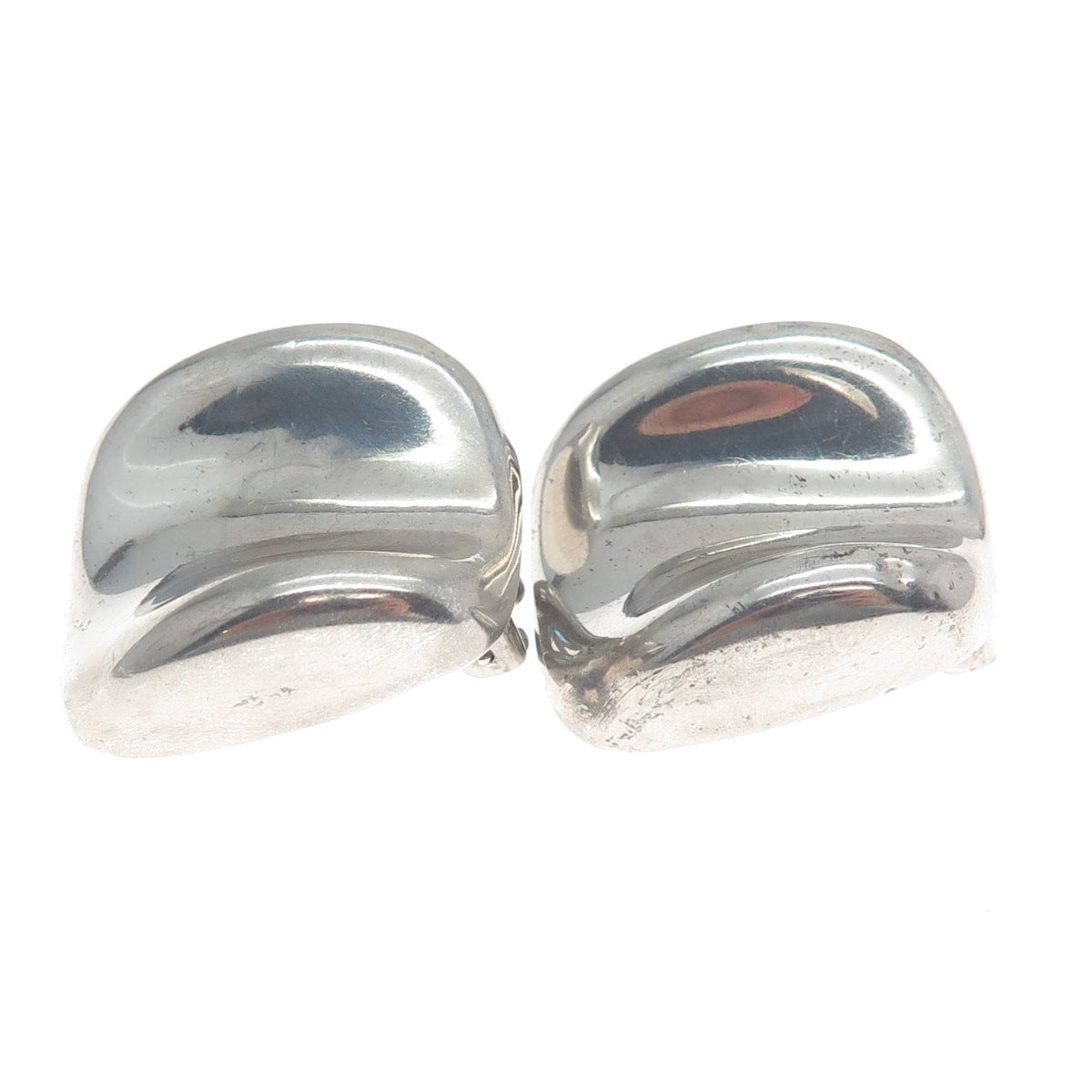 FREDERIC JEAN DUCLOS 925 Sterling Silver Vintage Modernist Clip On Earrings