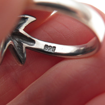 925 Sterling Silver Vintage Modernist Starfish Oxidized Ring Size 7