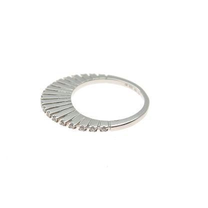 925 Sterling Silver Round-Cut C Z Stackable Eternity Ring Size 5