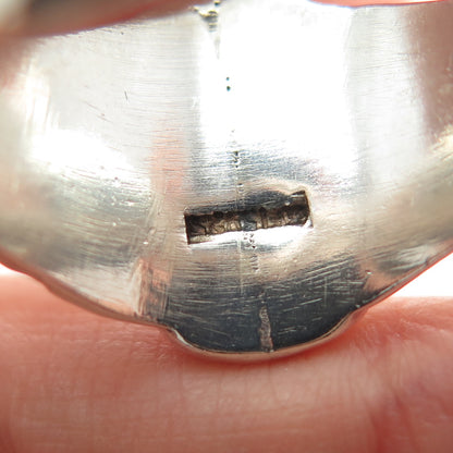 925 Sterling Silver Vintage Real Black Onyx Modernist Ring Size 12.75