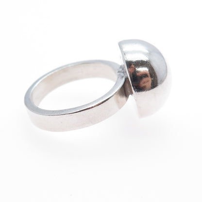 925 Sterling Silver Vintage Modernist Dome Ring Size 7