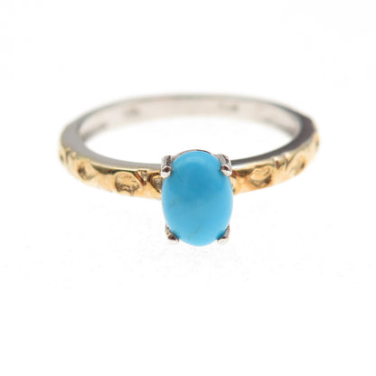 Chuck Clemency 925 Sterling 2-Tone Real Sleeping Beauty Turquoise Ring Size 8.25