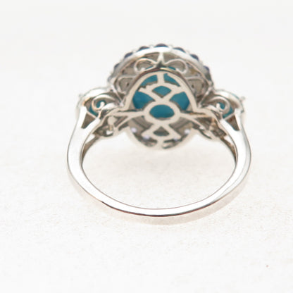 Chuck Clemency Sterling Silver Real Diamond Turquoise & Tanzanite Ring Size 9.25