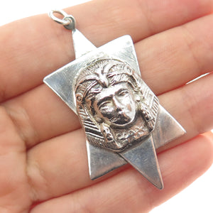 925 Sterling Silver Antique Art Deco Egyptian Pharaoh Star of David Pendant