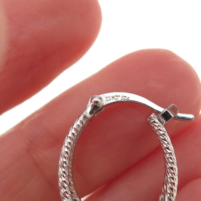 925 Sterling Silver Round-Cut C Z Hoop Earrings