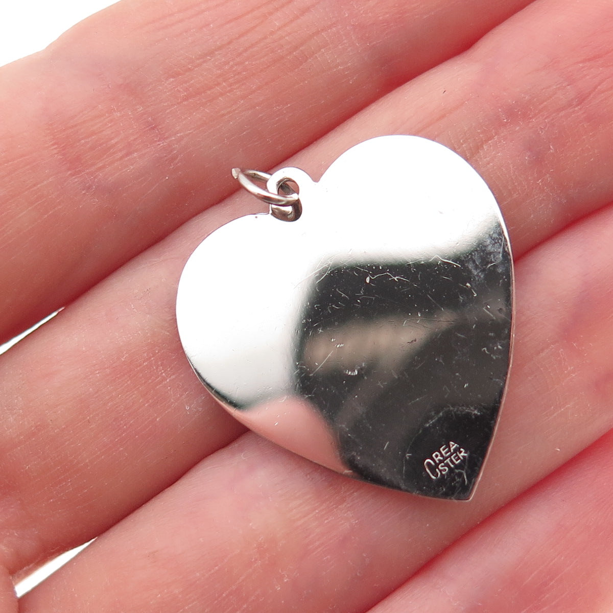 Crea 925 Sterling Silver Vintage Rhinestone Sweet 16 Heart Charm Pendant
