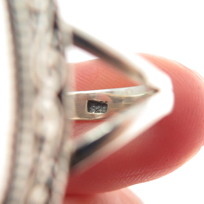 925 Sterling Vintage Real Marquise-Cut Rutilated Quartz Swirl Ring Size 7.25