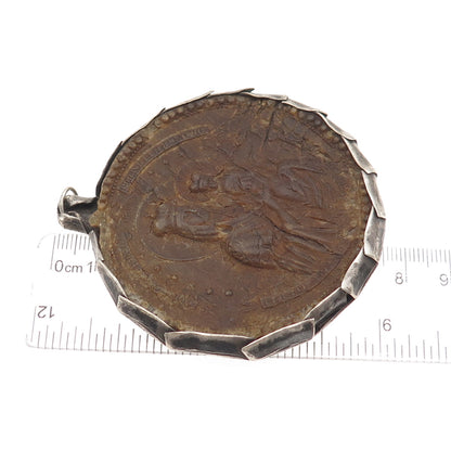 Antique Silver Orthodox Nativity Scene Ladanka Icons Collectible Medal Pendant