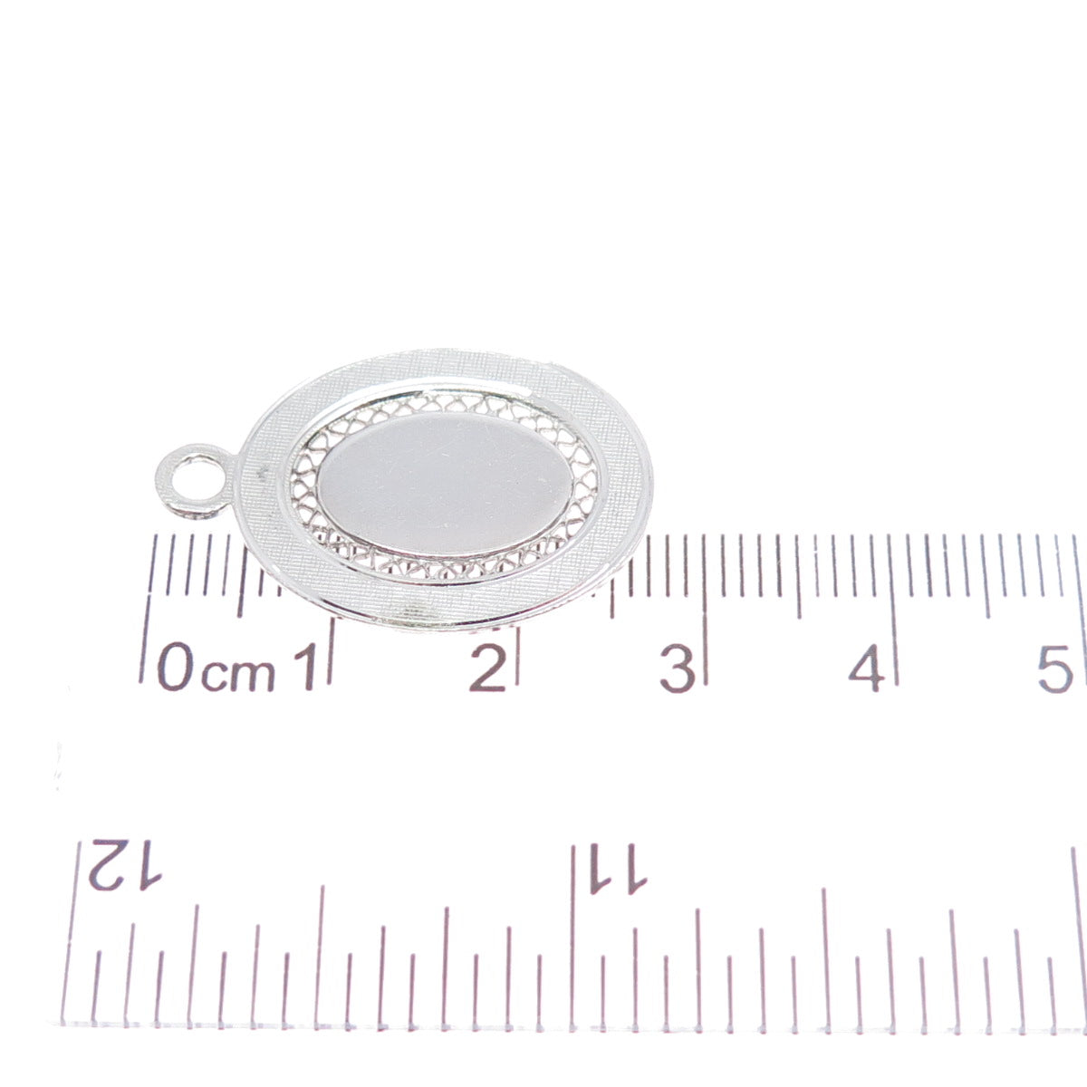 LAMODE 925 Sterling Silver Vintage Filigree Oval Tag Charm Pendant